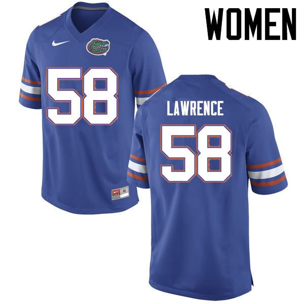 Women's NCAA Florida Gators Jahim Lawrence #58 Stitched Authentic Nike Blue College Football Jersey DKN8065OR